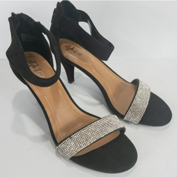 Style & Co Phillys Two-piece Evening Sandals Black -7 - Picture 6 of 9